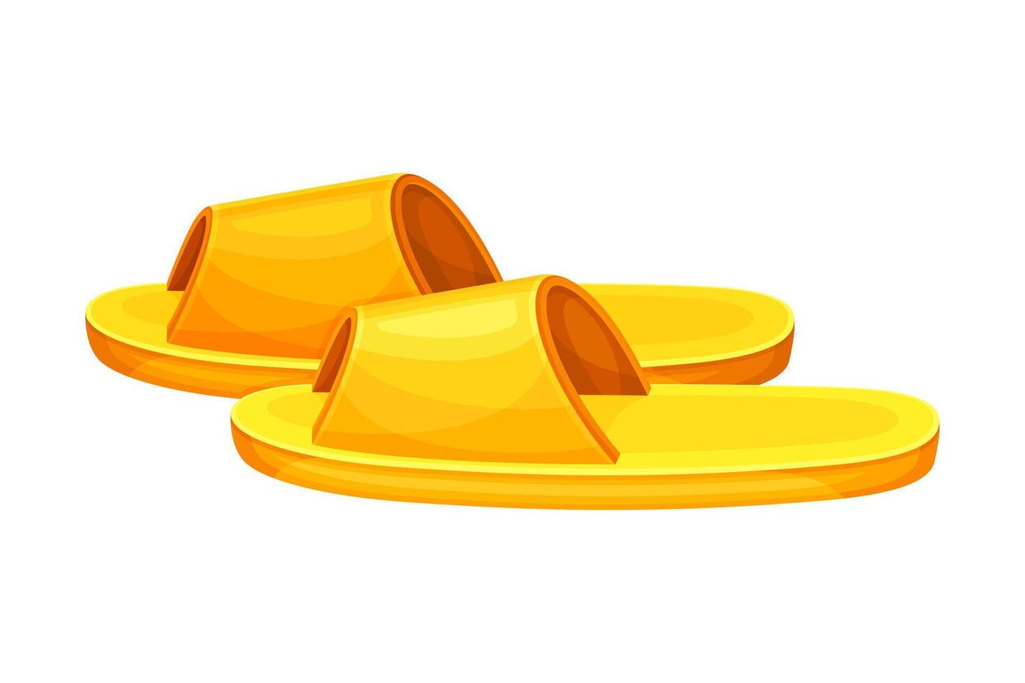 Pair of orange slippers, comfortable footwear for home, flip flops shoes cartoon illustration vector