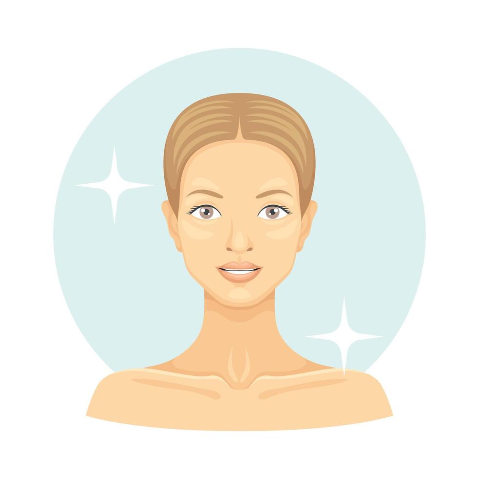 Beautiful woman after face correction cosmetic procedures illustration vector