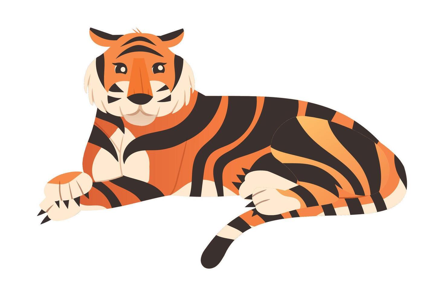 Lying tiger. Big wild cat illustration on white background vector