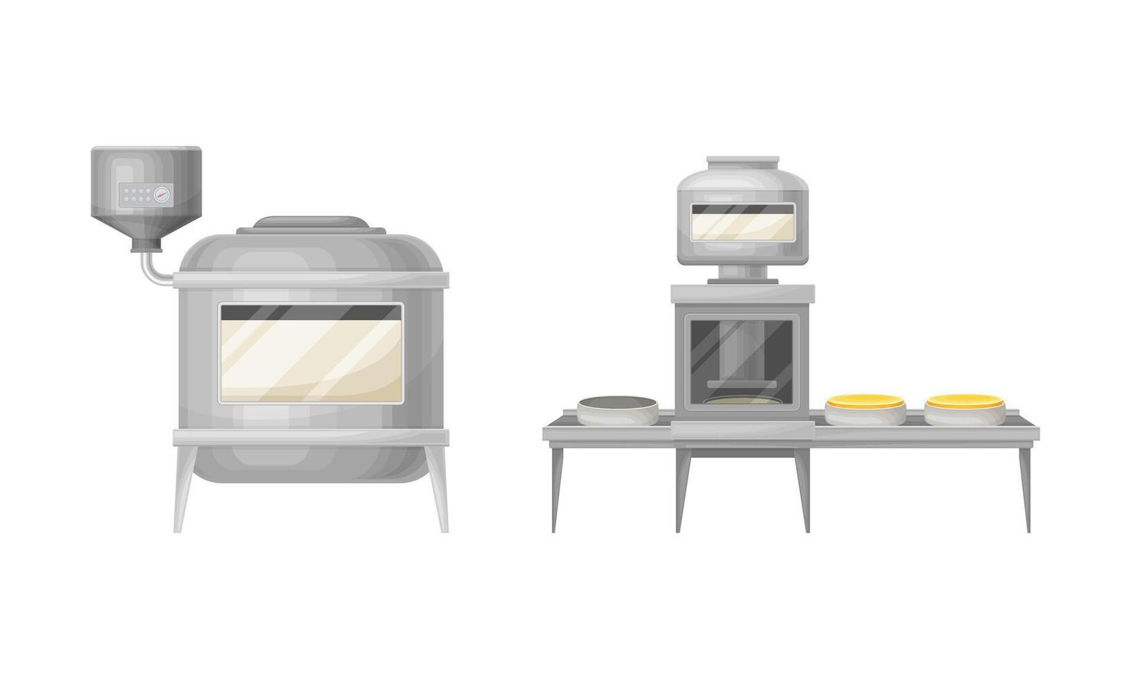 Automated process of cheese production in factory illustration vector