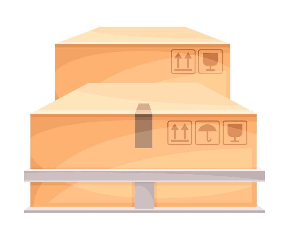 Cardboard parcel boxes with fragile signs. Modern delivery service technology illustration vector