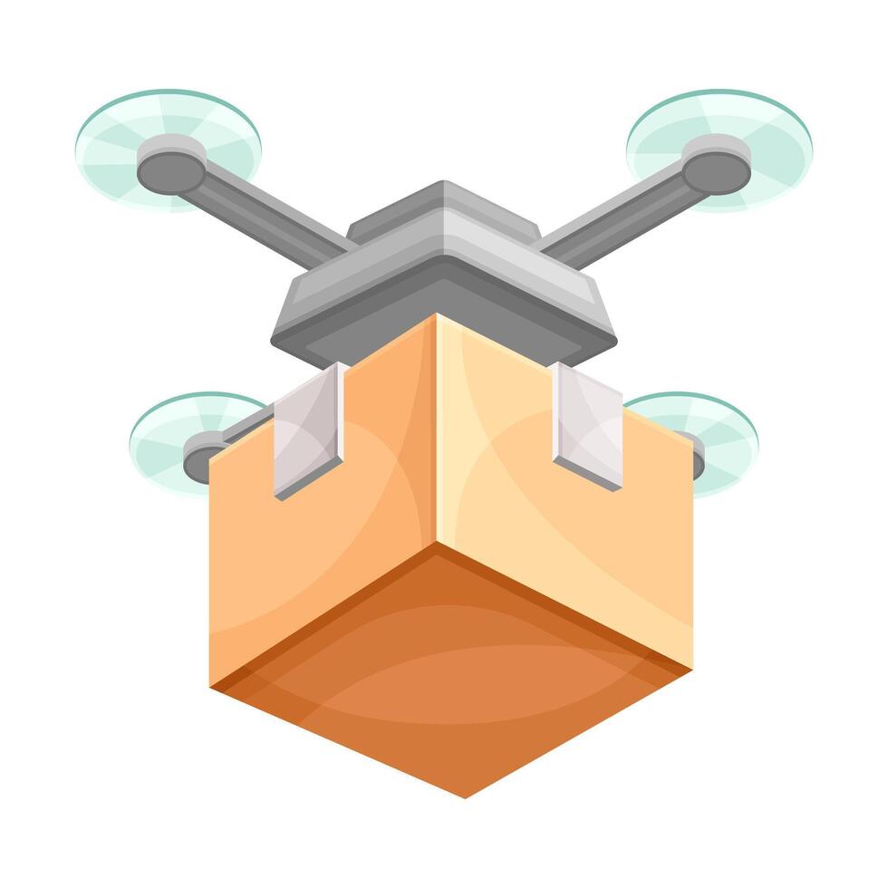 Drone carrying parcel box to customer. Modern delivery service technology illustration vector