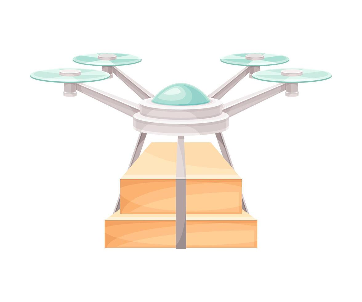 Drone delivering parcel to destination point. Modern delivery service technology illustration vector