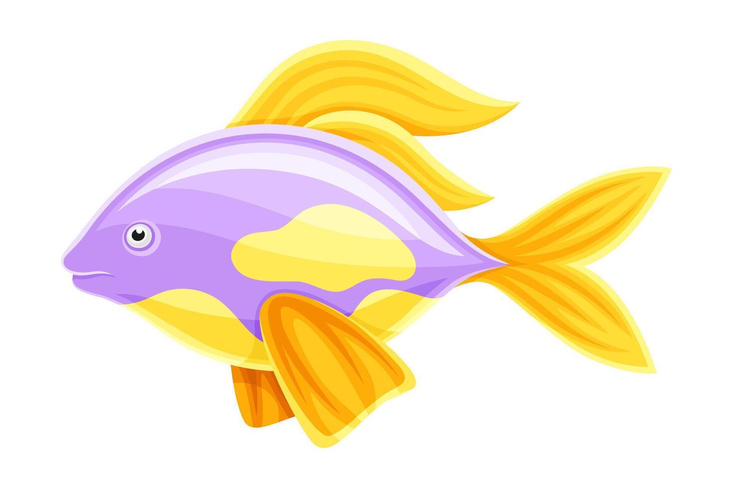 Beautiful tropical exotic fish with golden fins illustration vector
