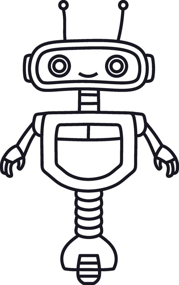 Cute Robot Character Doodle vector