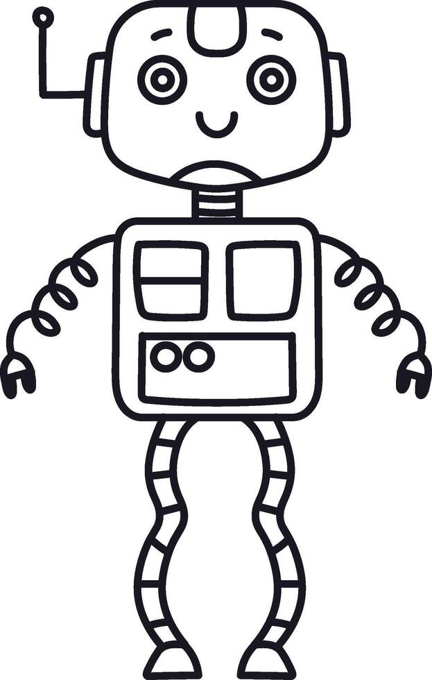 Playful Robot Sketch Design vector