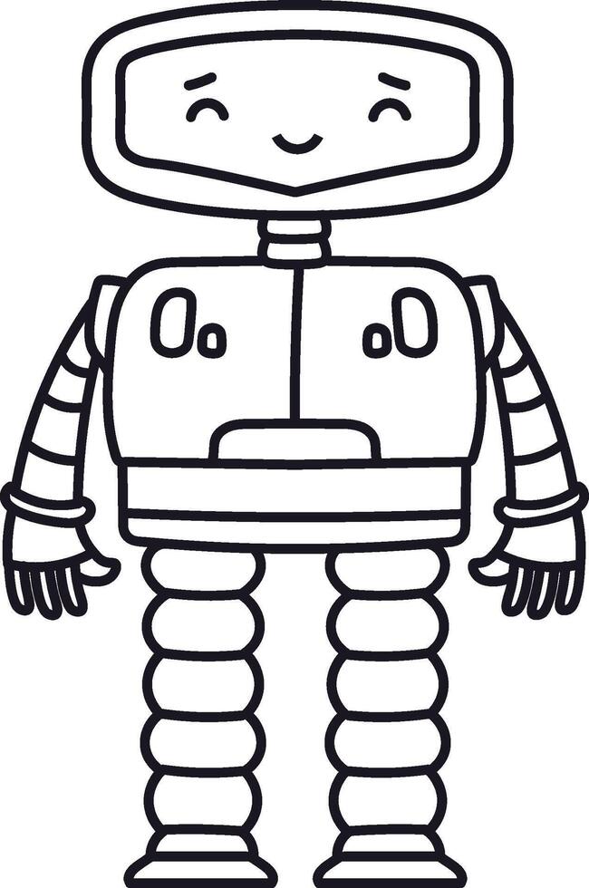 Smiling Robot with Simple Lines vector
