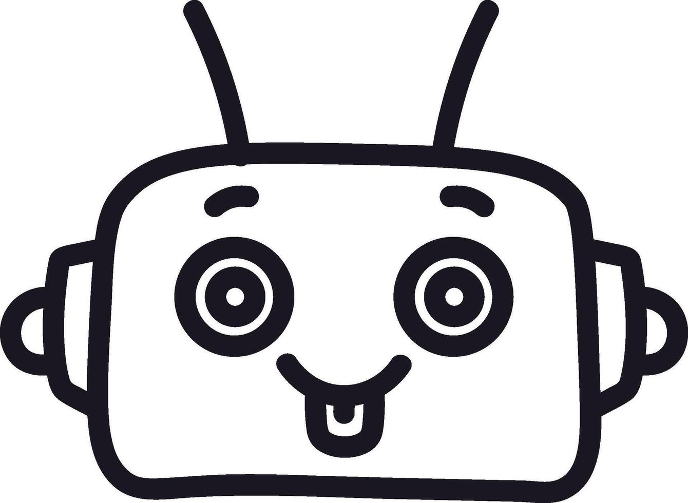 Playful Robot Face Doodle Style Element vector