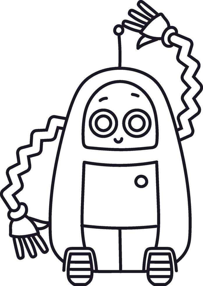 Playful Robot with Wavy Arms vector