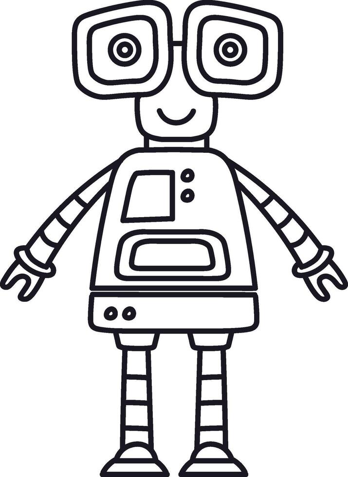 Playful Robot Cartoon Sketch vector