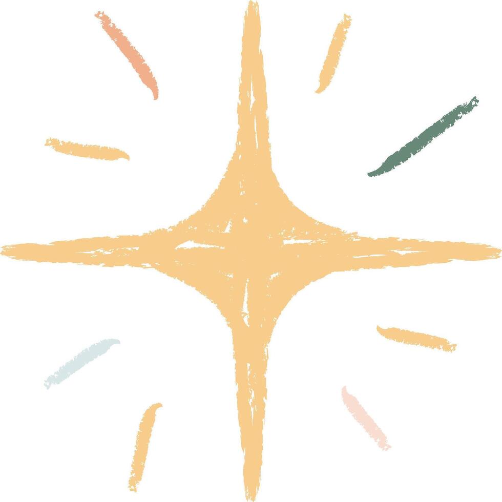 Crayon Star with Radiating Lines vector