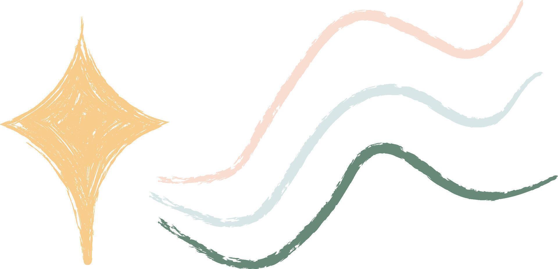 Crayon Star and Wavy Lines vector