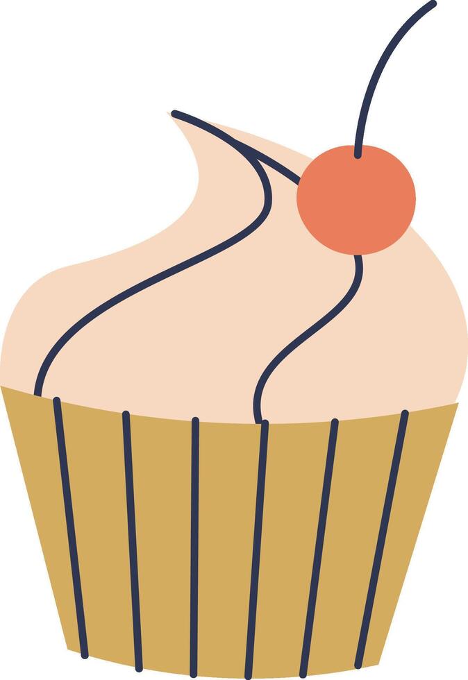 Cupcake with Cherry Topping vector