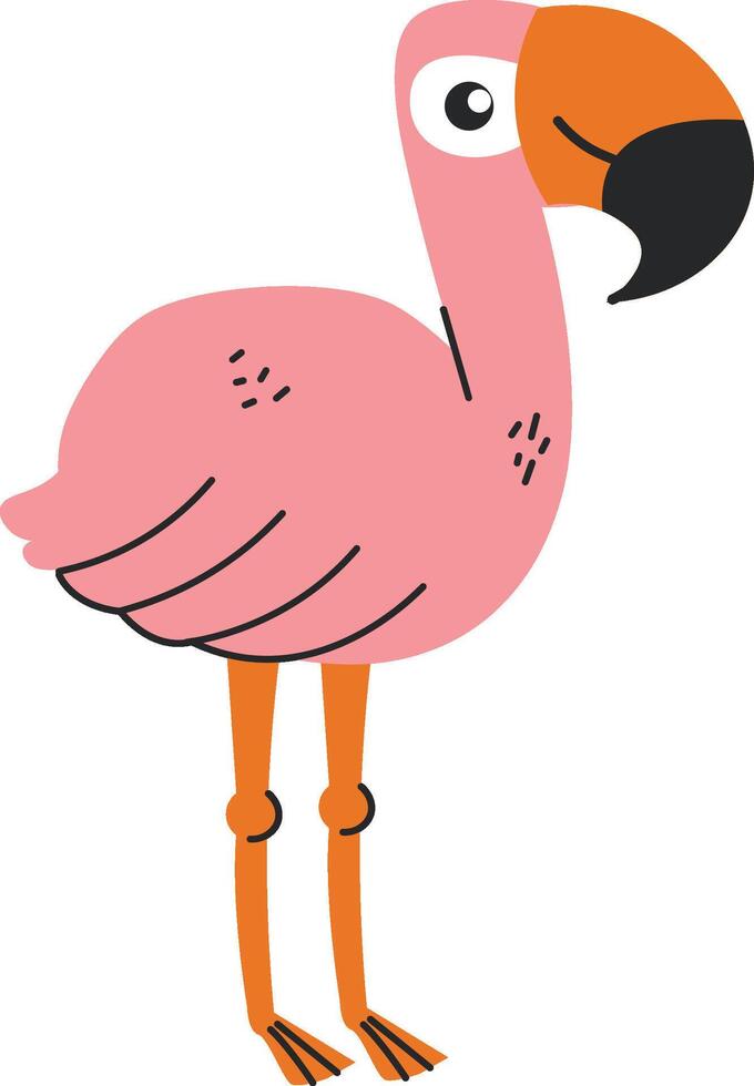Playful Flamingo Hand Drawn vector