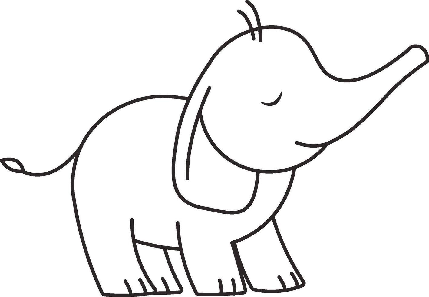 Simple Elephant Line Drawing vector