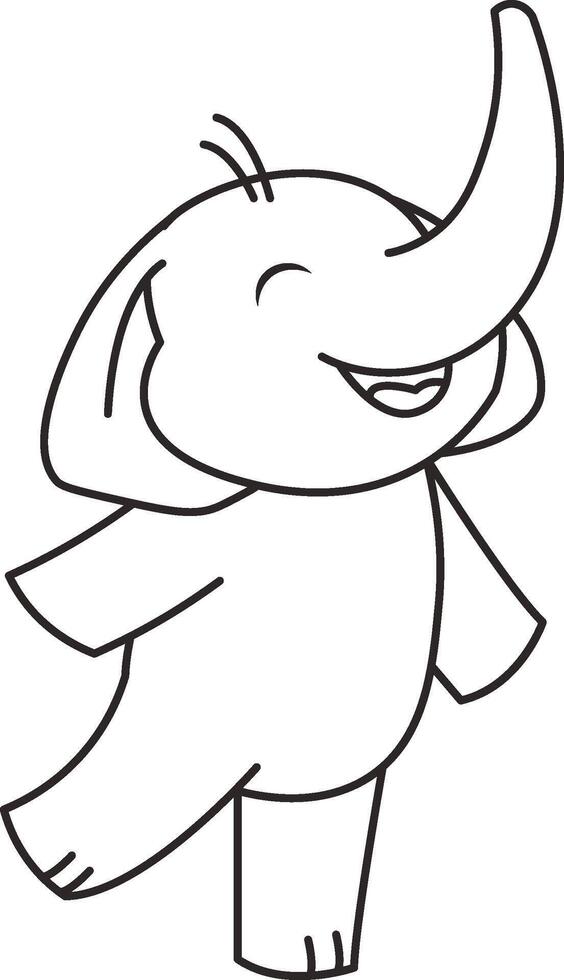 Playful Elephant Line Element vector