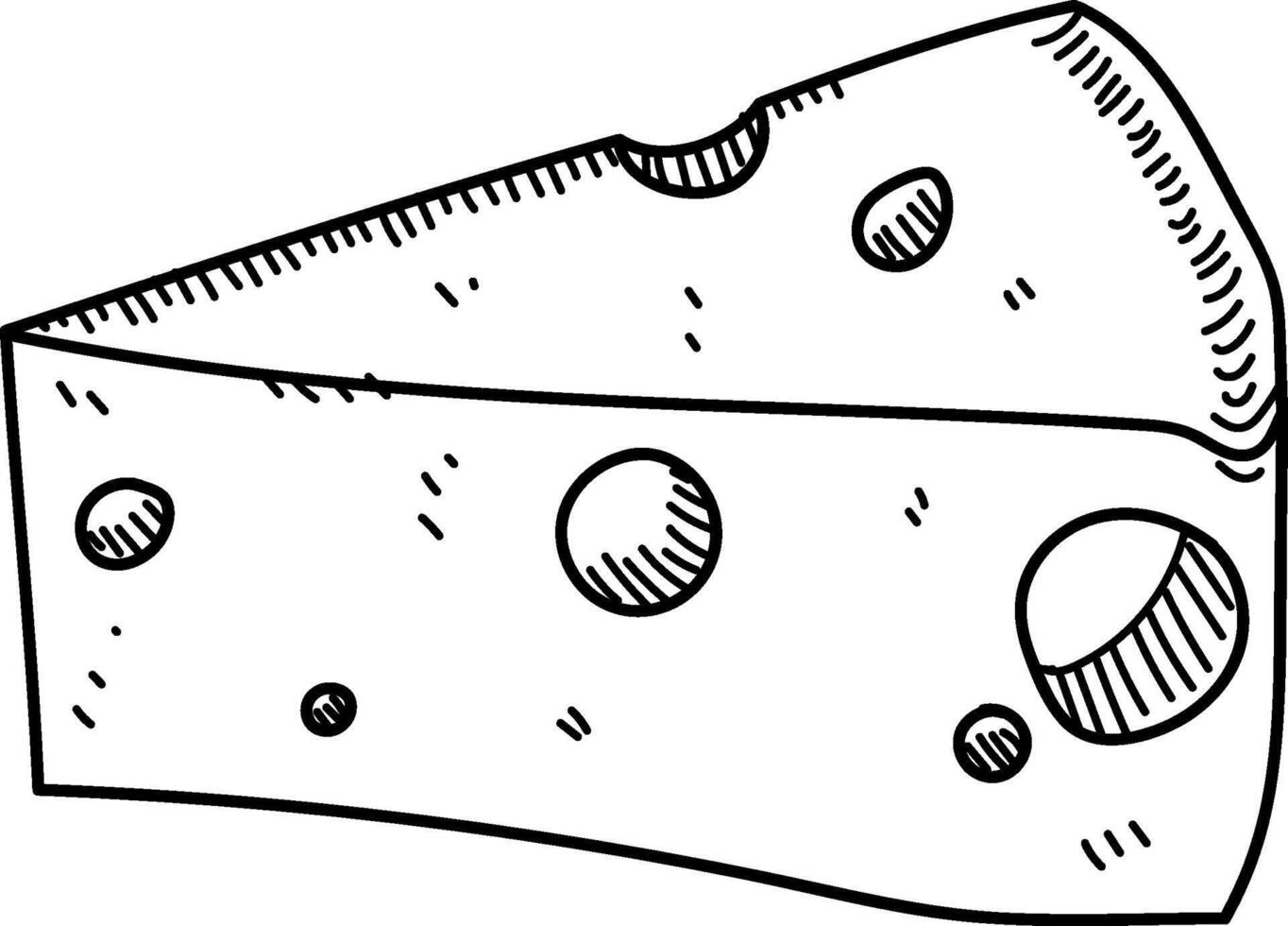Cheese Slice Sketch with Holes vector