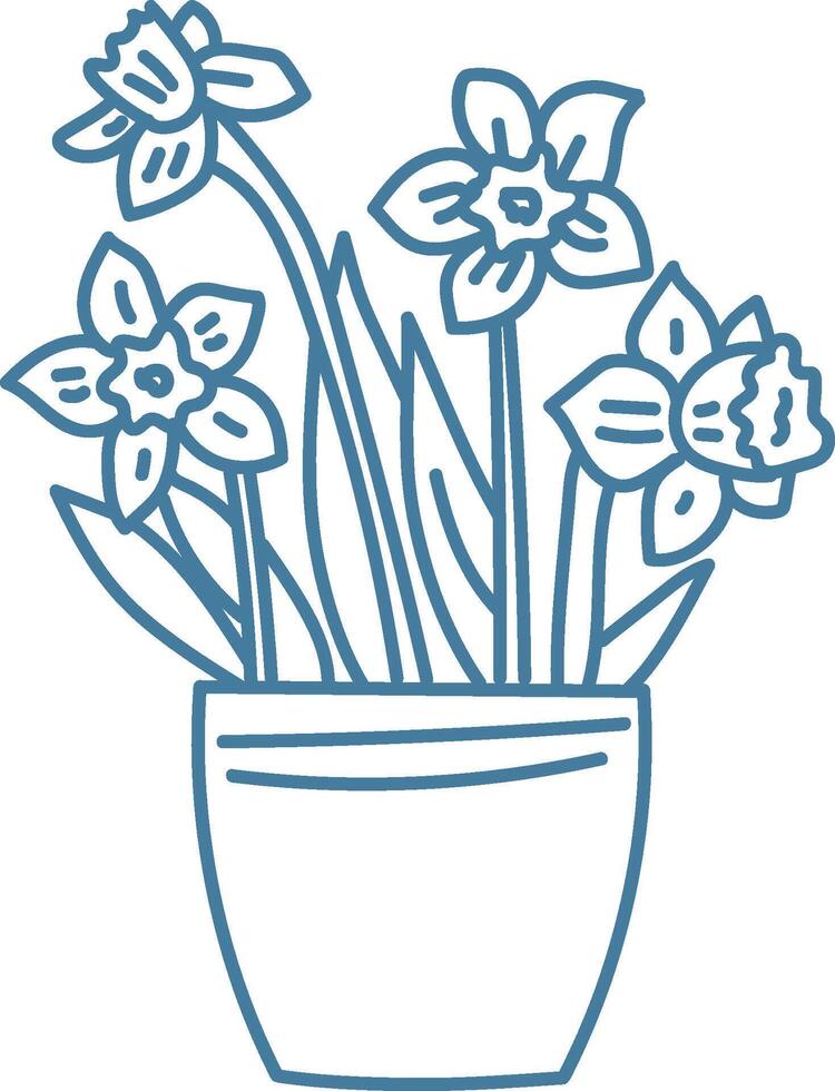 Daffodils in a Flower Pot vector