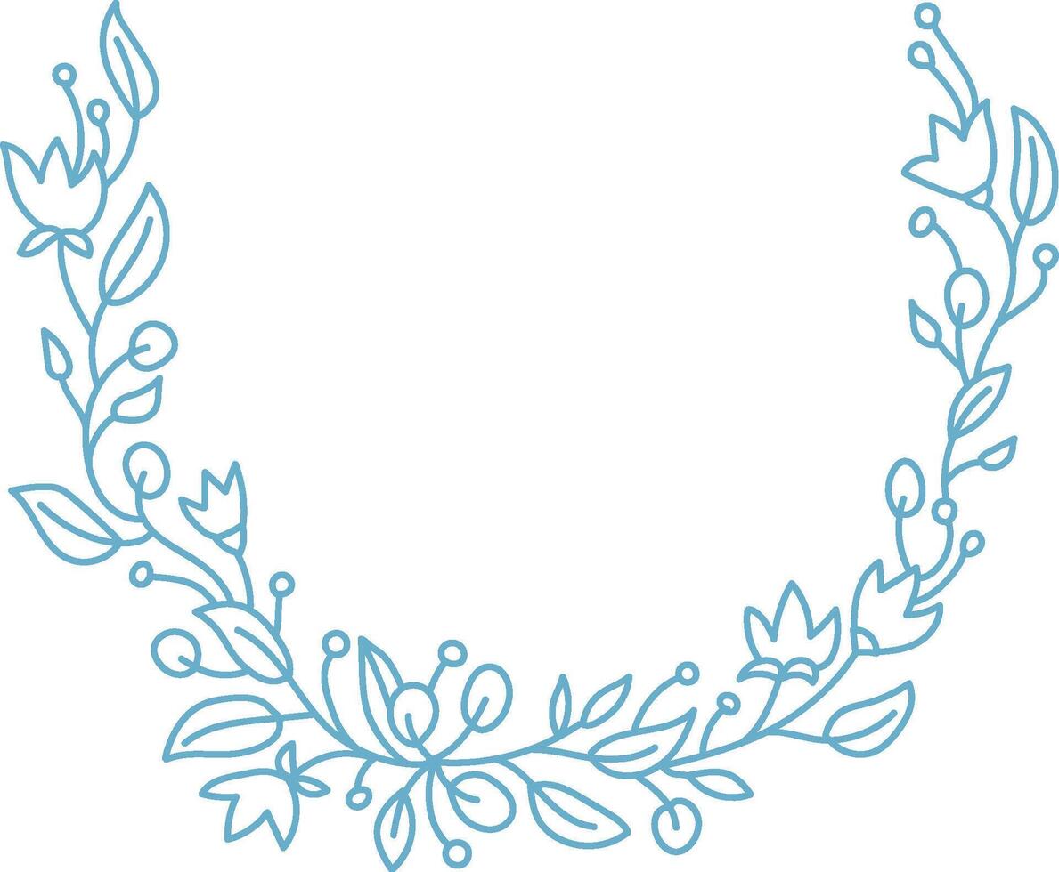Floral Wreath Outline with Leaves vector