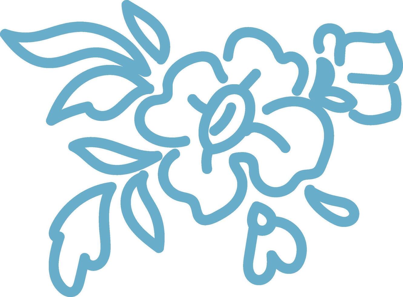 Floral Line Art with Leaves Decor vector
