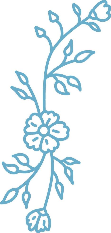 Floral Line Art Element with Leaves vector