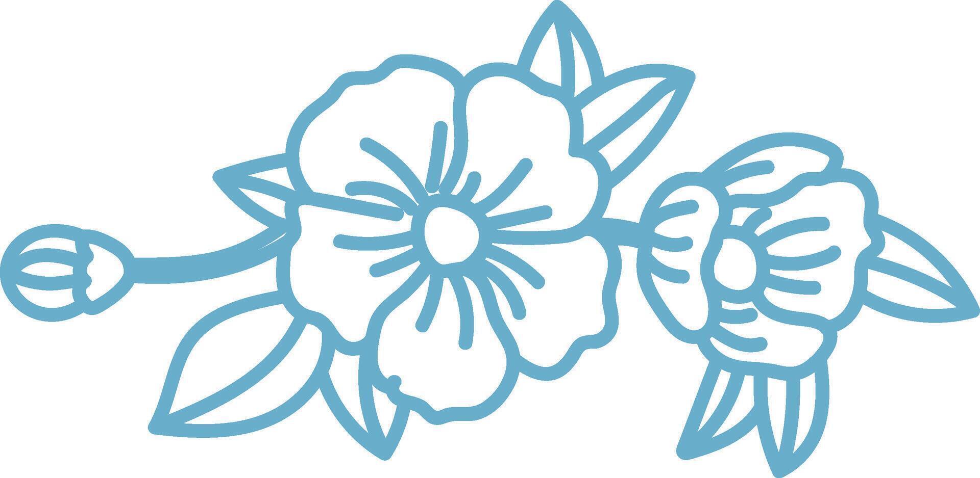 Floral Outline Style with Leaves vector
