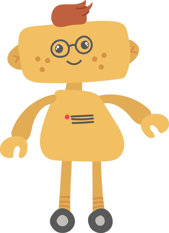 Friendly Cartoon Robot with Glasses vector