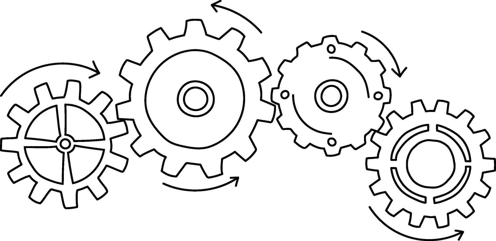 Interlocking Gear Mechanism Diagram Element vector