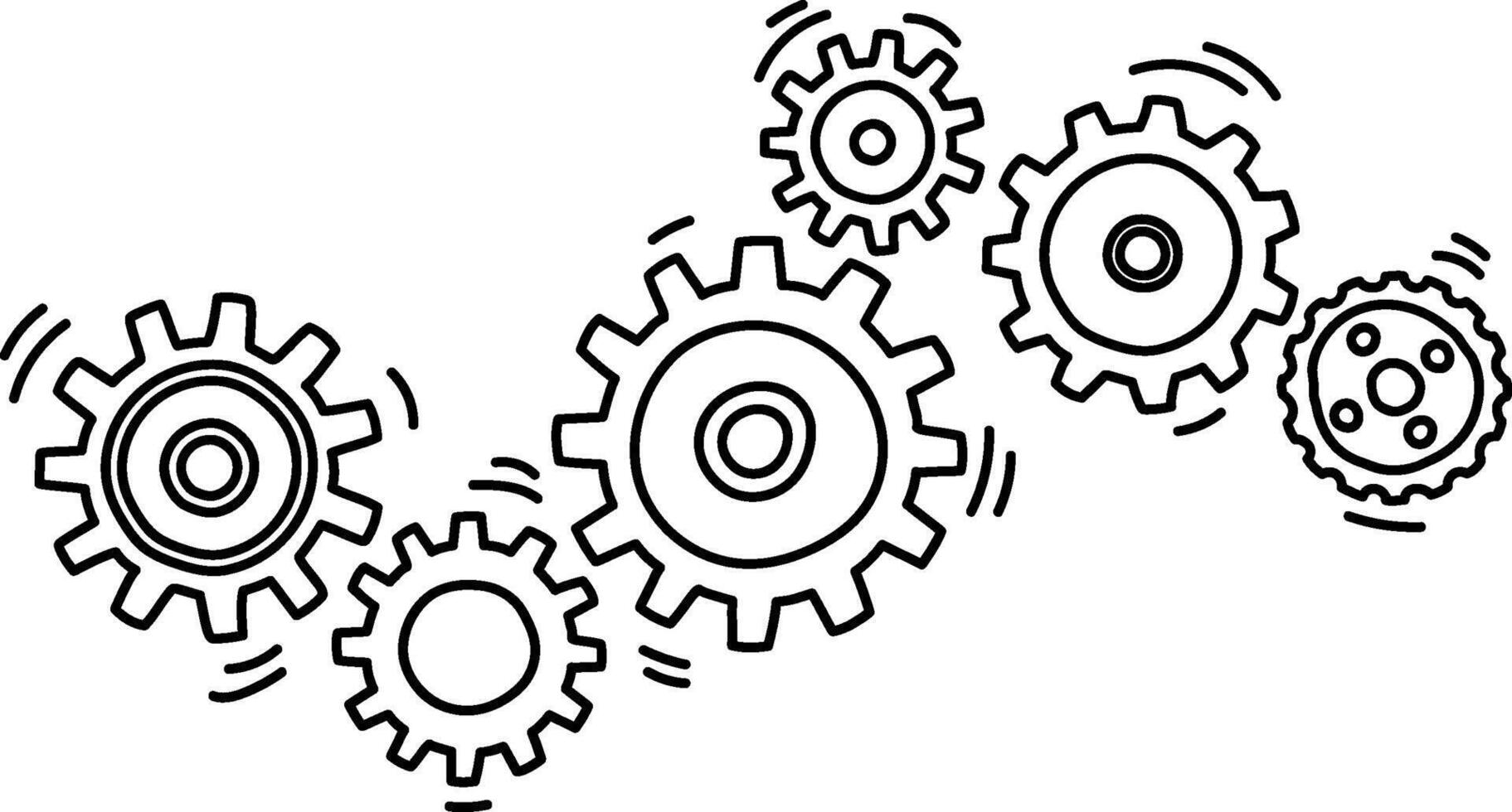 Interlocking Gear Mechanism Sketch vector