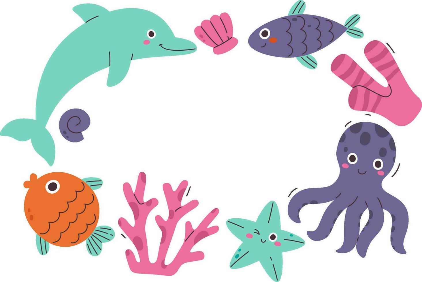 Sea Creatures Frame vector