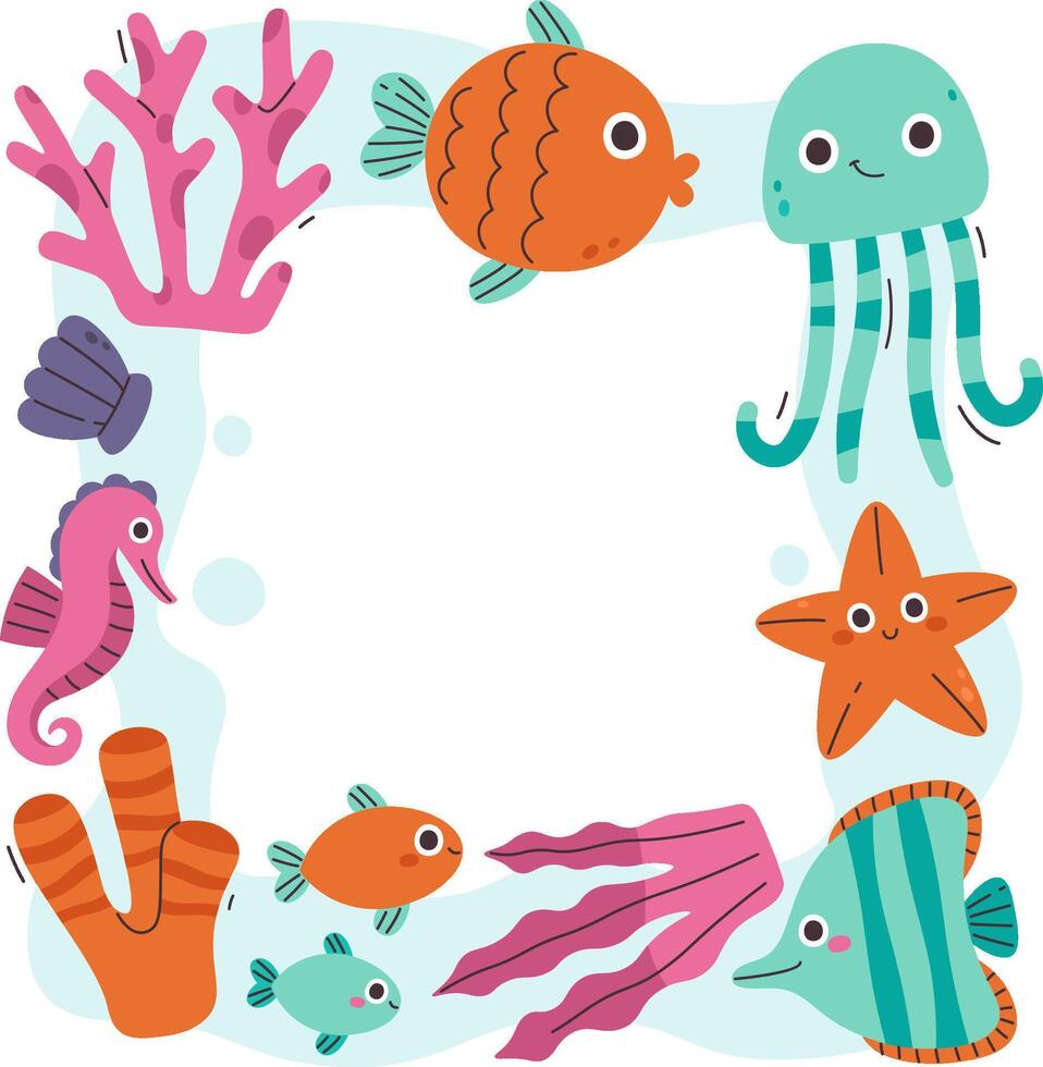 Underwater Sea Life Border vector