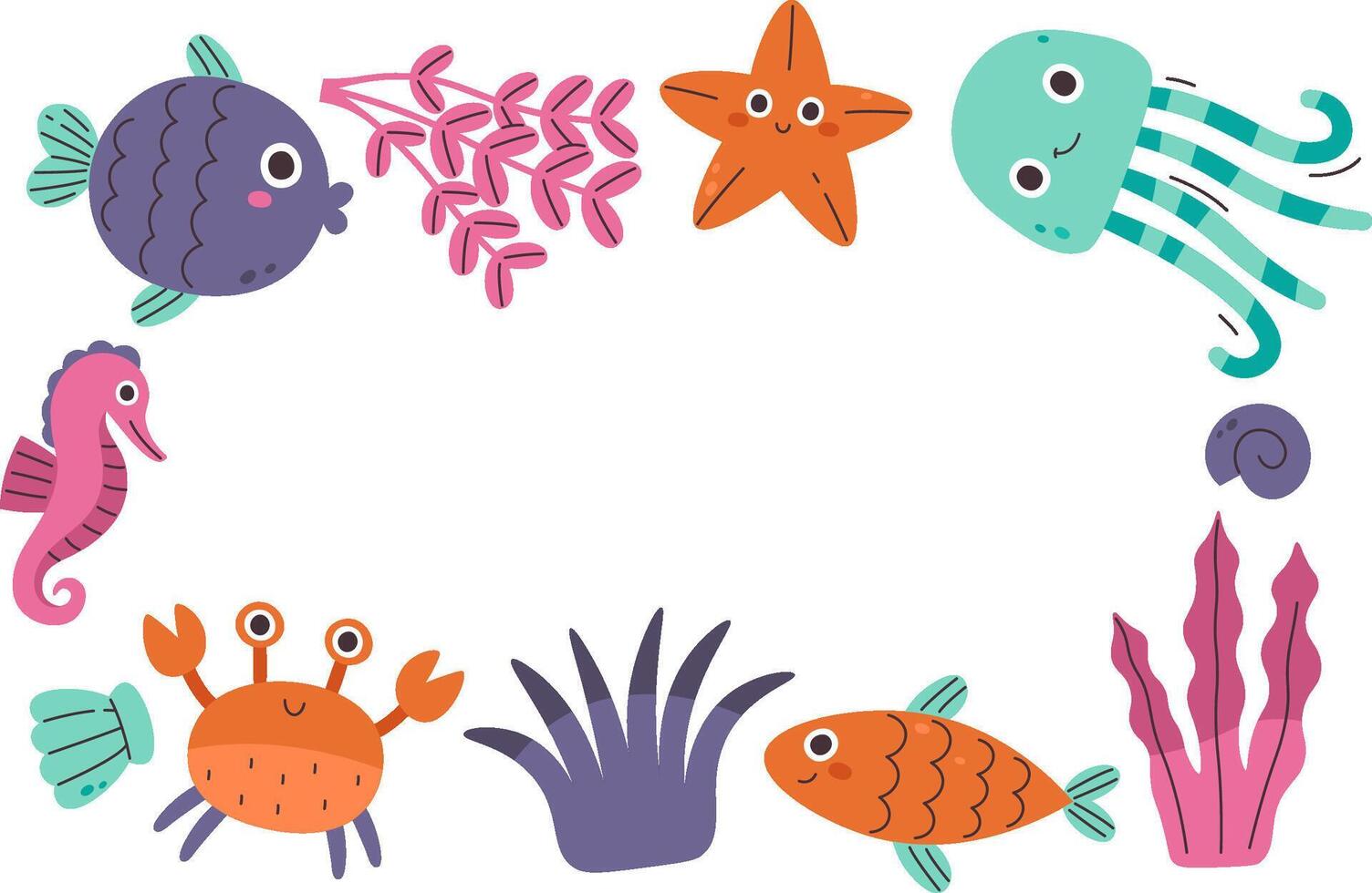 Underwater Creatures Border vector