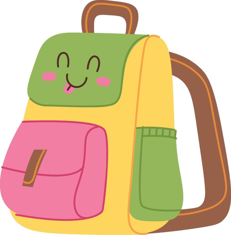 Smiling Backpack with Cute Face Character vector
