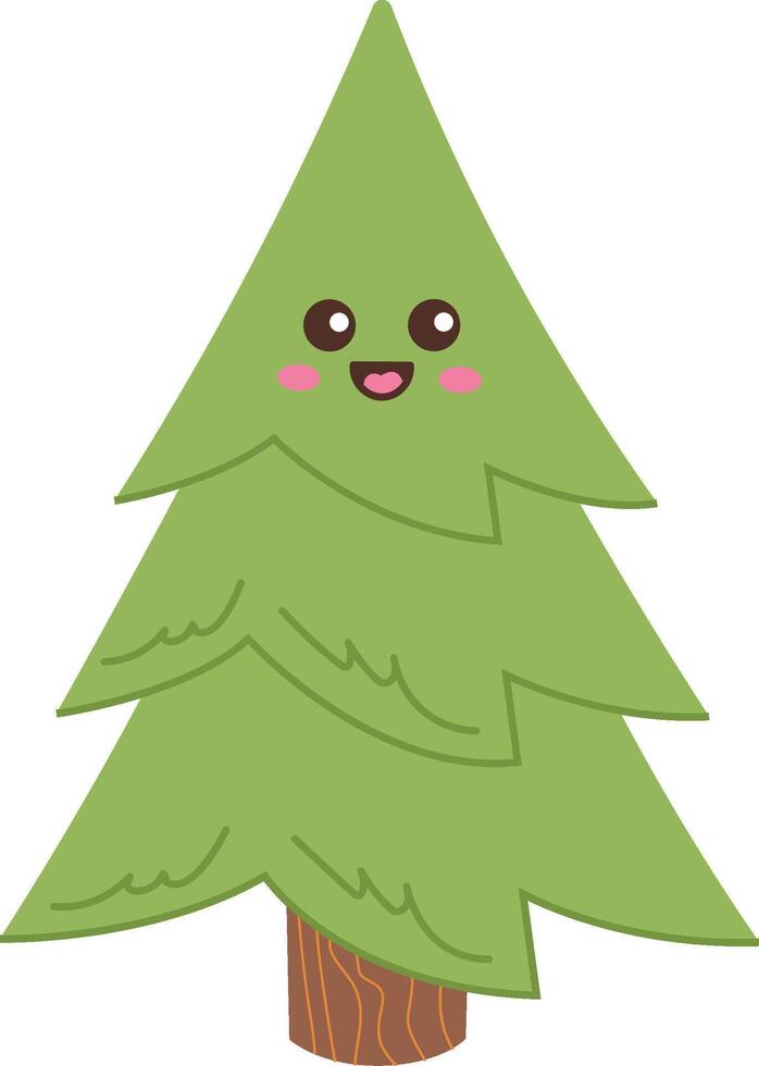 Smiling Cartoon Pine Tree Character vector