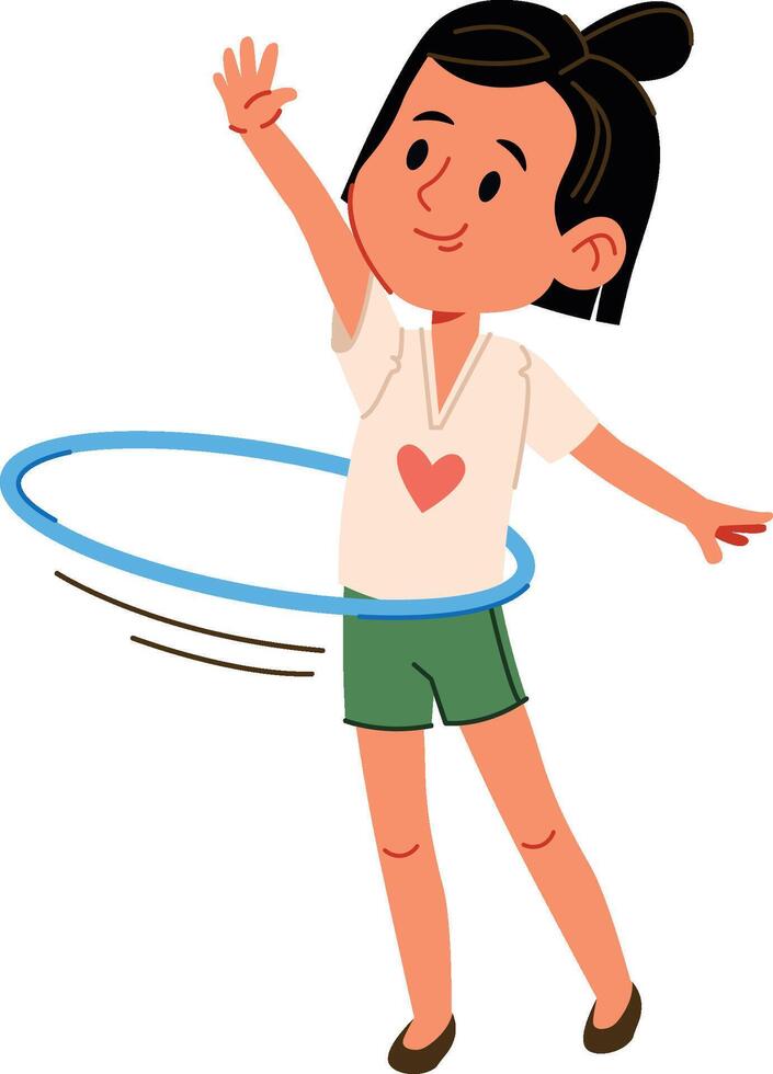 Child Playing with Hula Hoop vector