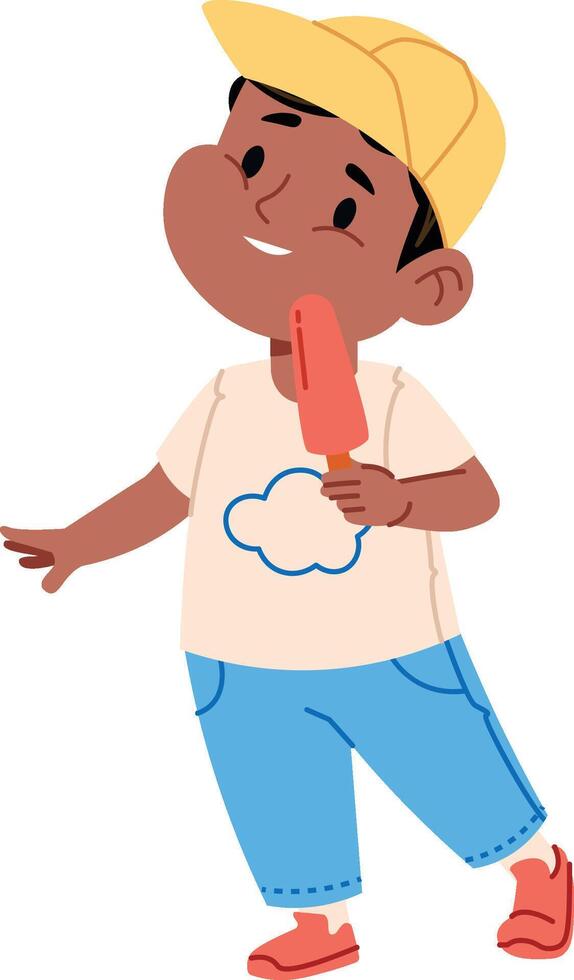 Child Enjoying Ice Cream vector