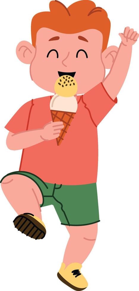 Child Boy Eating Ice Cream vector