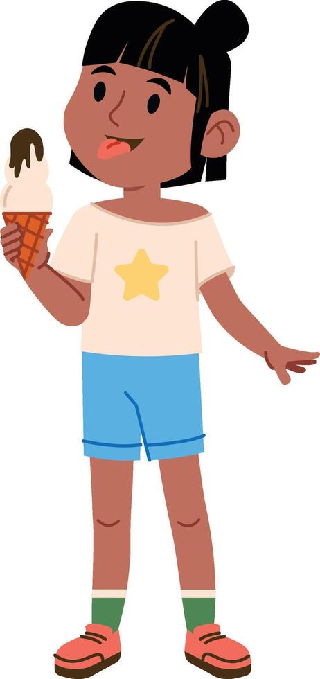 Child Girl Enjoying Ice Cream Cone vector