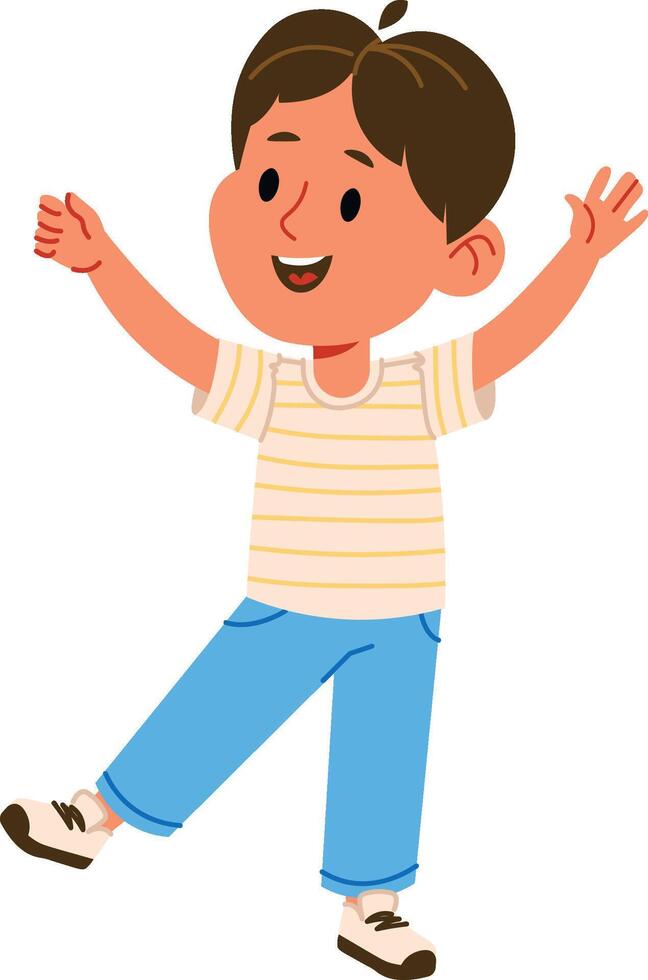 Cheerful Boy with Raised Arms vector