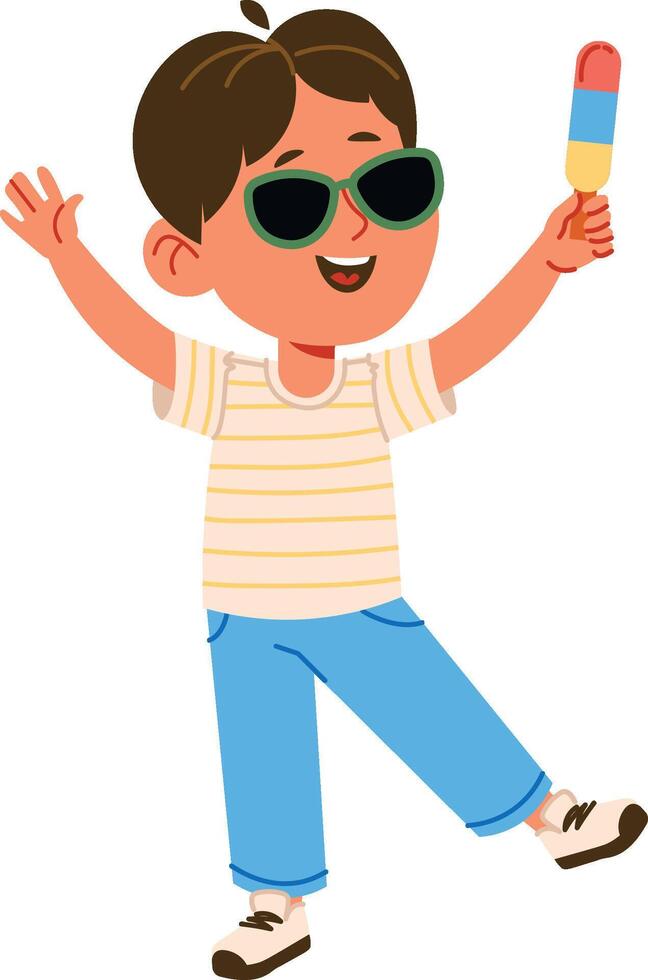 Happy Child Boy with Ice Cream vector