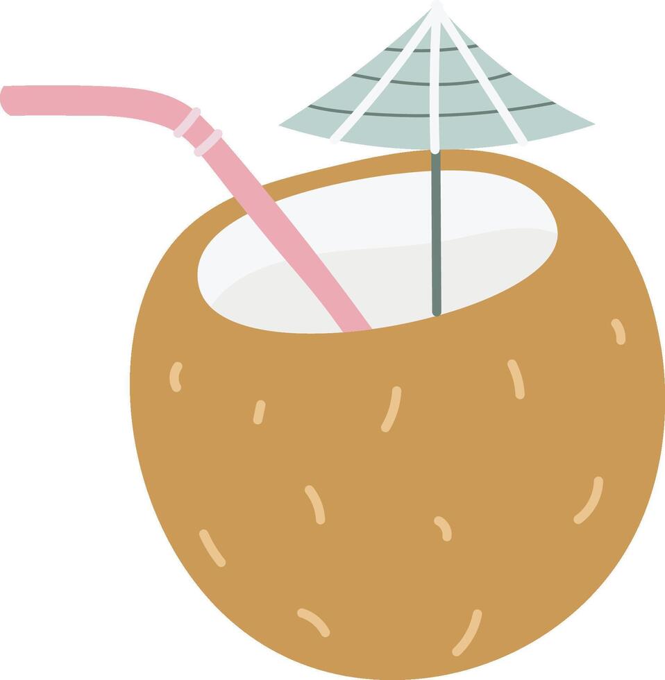 Coconut Drink with Umbrella vector