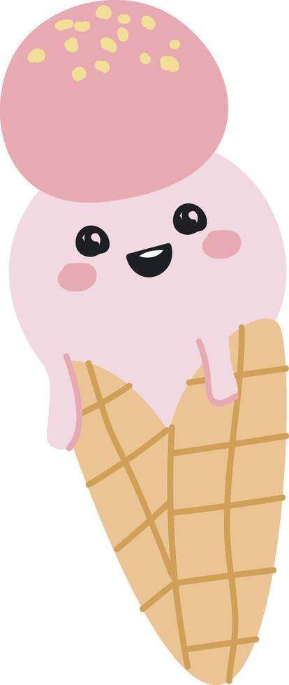 Smiling Ice Cream Cone Character vector