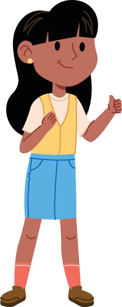 Smiling Girl Giving Thumbs Up vector