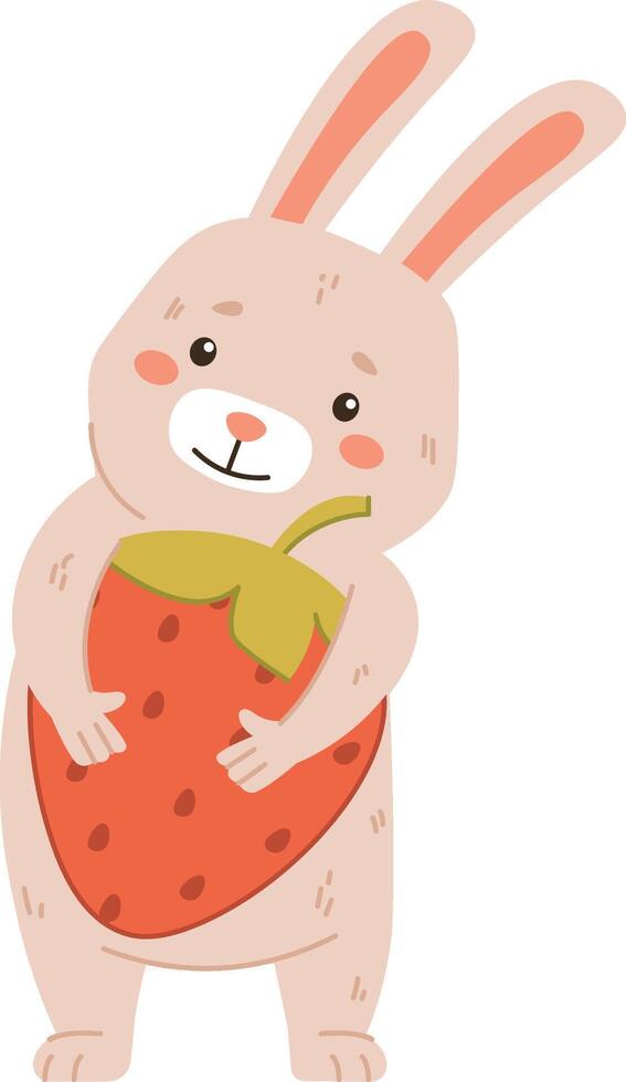 Rabbit Holding a Strawberry vector
