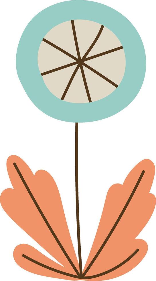 Folk Flower with Geometric Leaves vector