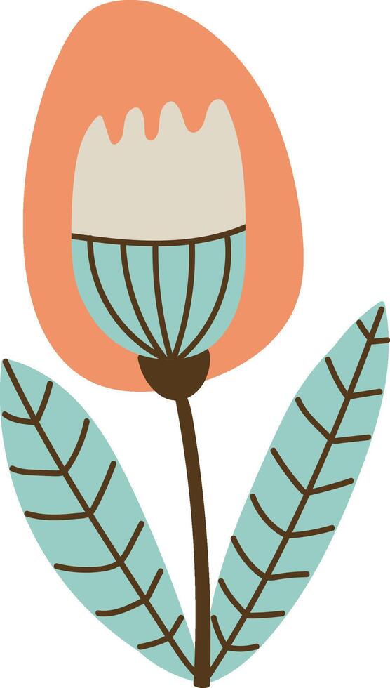 Doodle Folk Abstract Flower Design vector