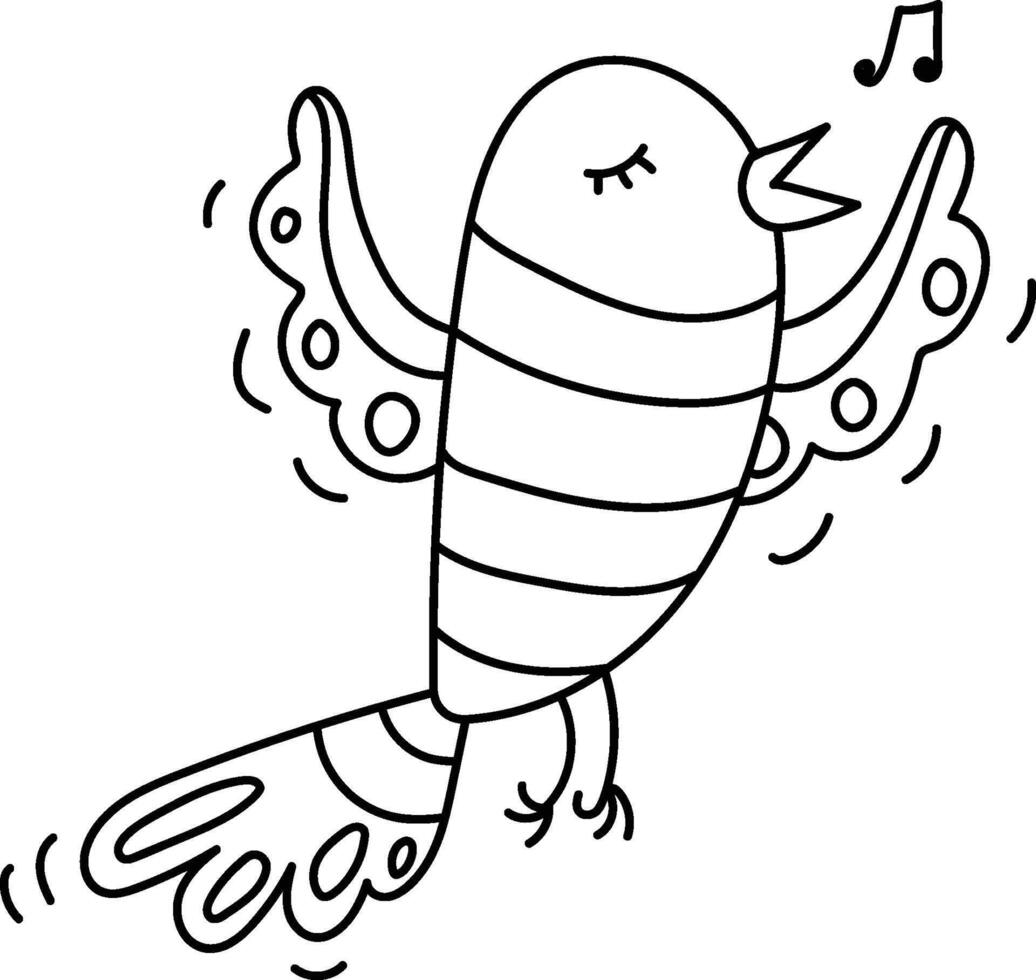 Singing Bird with Musical Note vector