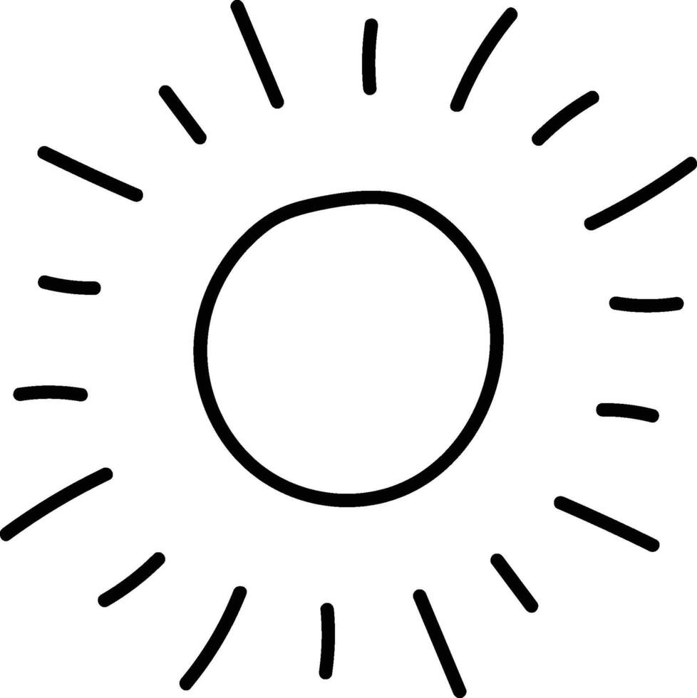 Hand-Drawn Sun with Rays Element vector