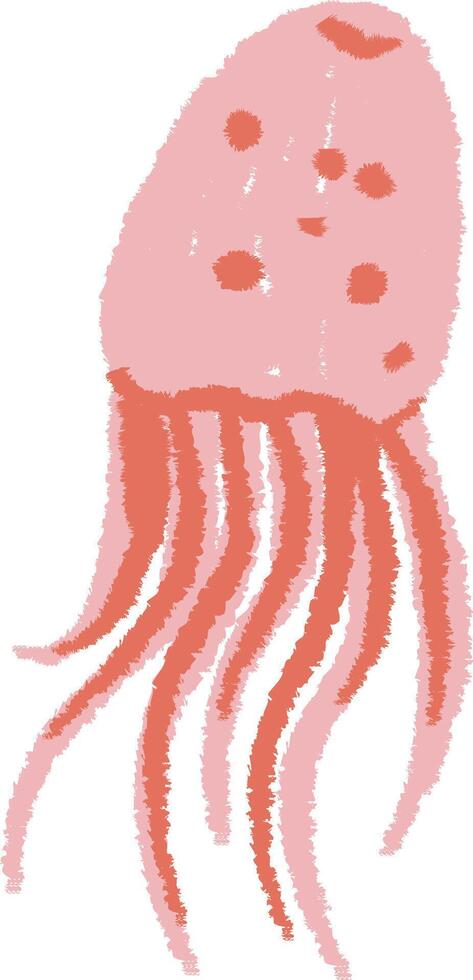 Crayon Jellyfish with Flowing Tentacles vector