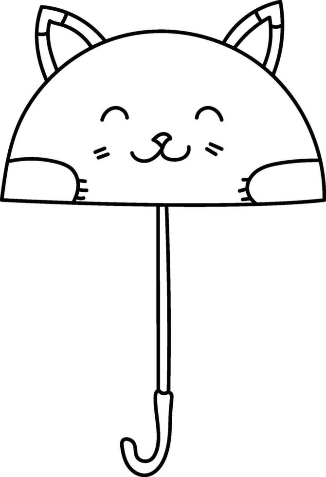 Cat Face Umbrella Drawing vector